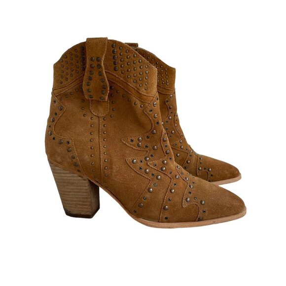 🤎 Idyllwind Women's Tawny Brown Studded Western Ankle Boots SZ 6.5 Boho Heeled - Picture 1 of 8